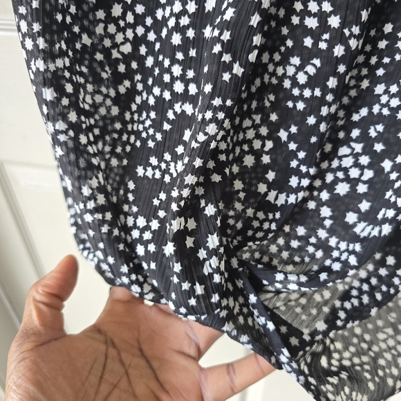 Umgee Wrap Blouse Womens XL White Black Lightweight Oversize Flowy - Picture 5 of 10